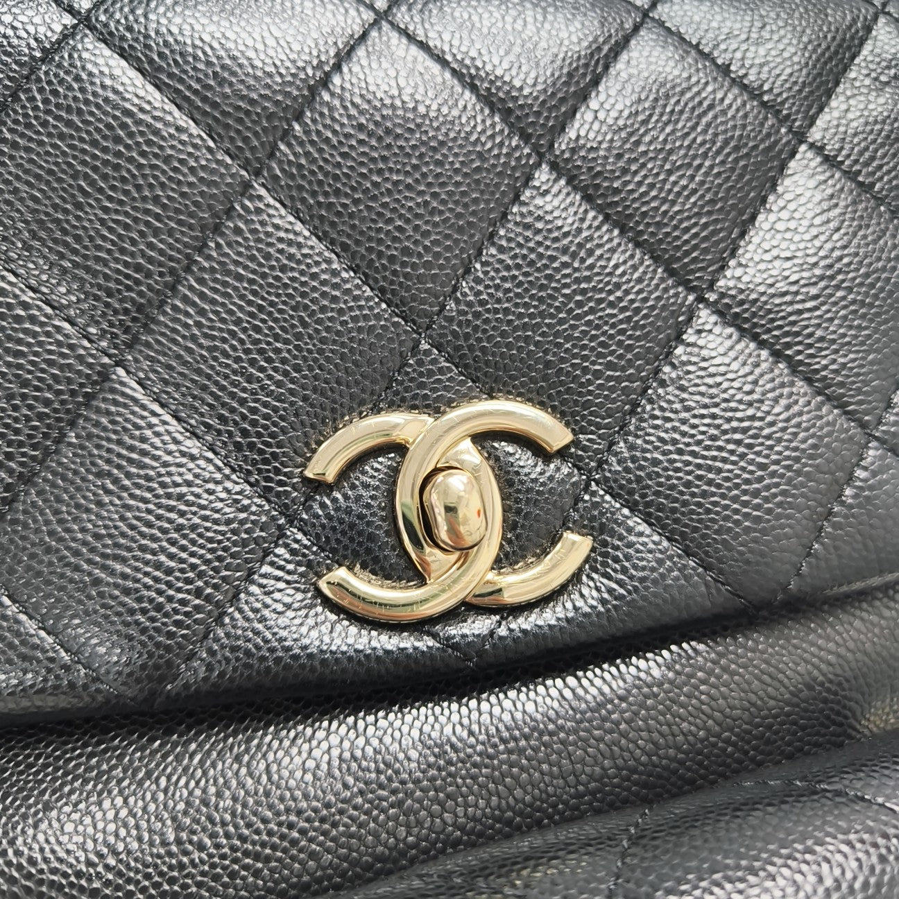 Quilted Grained Calfskin Backpack Small Black
