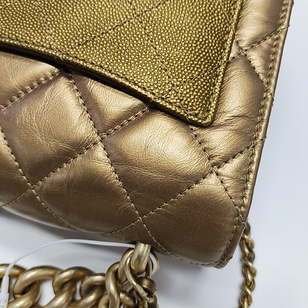 Quilted Calfskin Shoulder Bag Gold