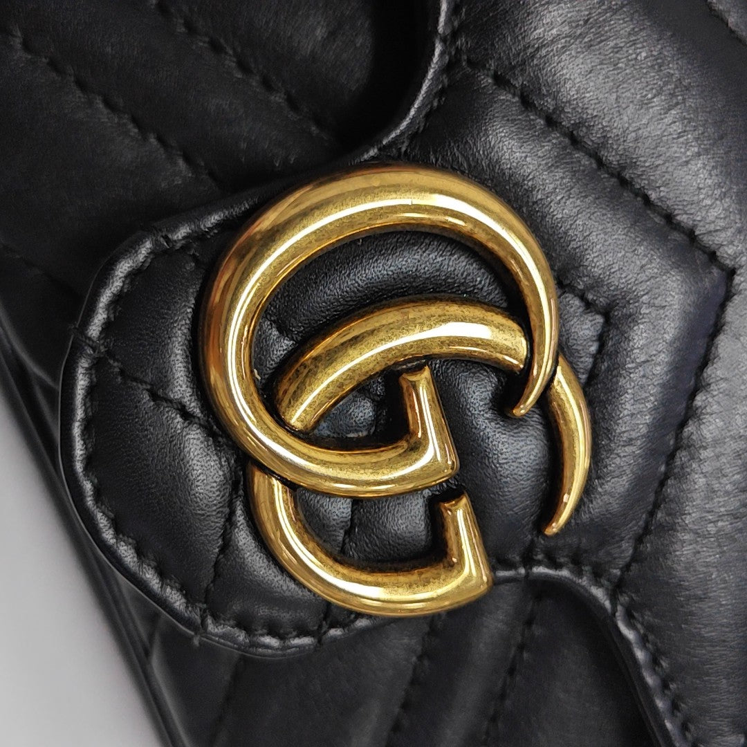 GG Marmont Mini Quilted Calfskin Black