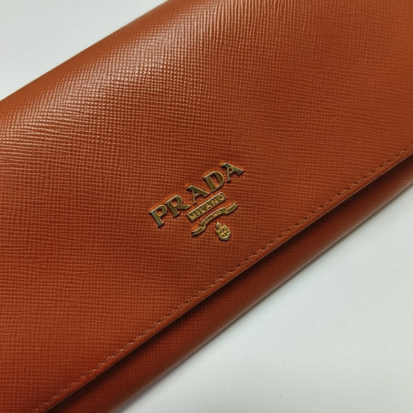 Fold Wallet Saffiano Calfskin Orange Wallet