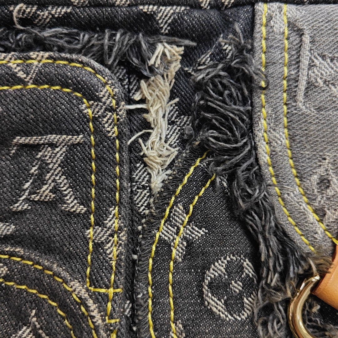 Monogram Denim Top Handle Bag Black
