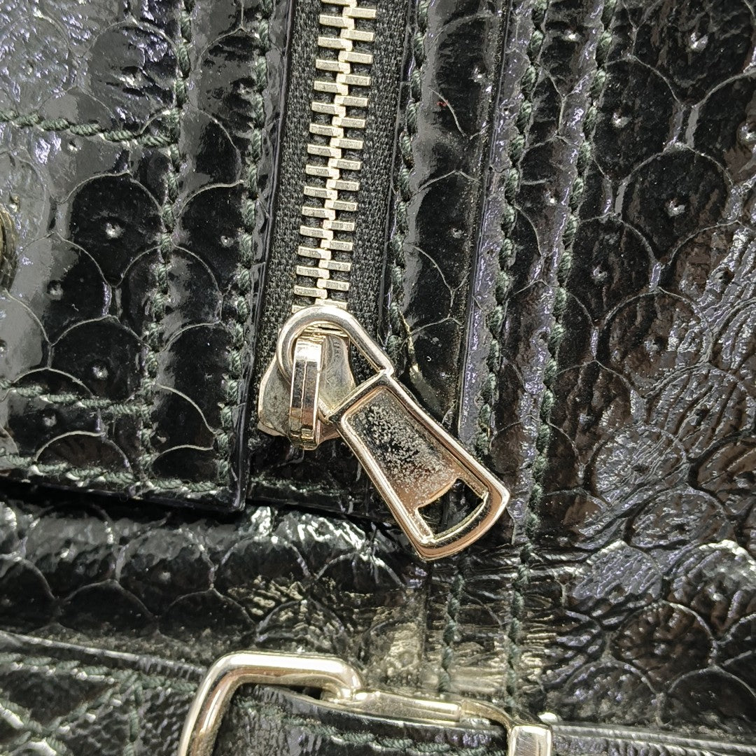 Patent Leather Top Handle Bag Black