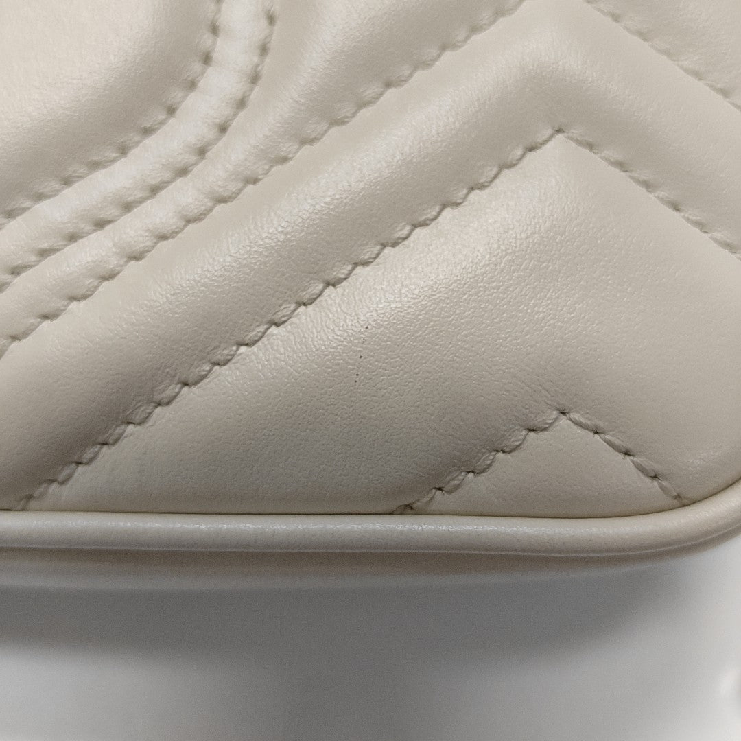 GG Marmont Mini Quilted Calfskin White