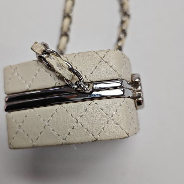 Quilted Lambskin Shoulder Bag White