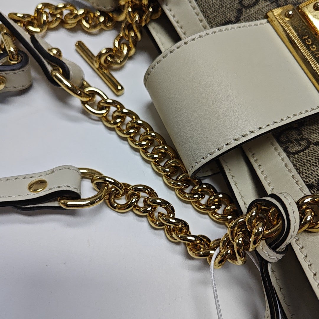 Padlock Small Monogram Coated Canvas Beige