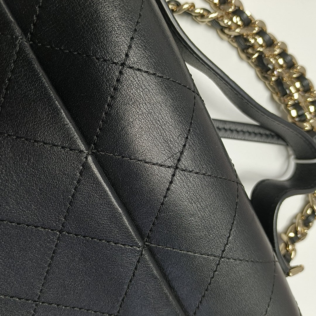 Quilted Calfskin Shoulder Bag Black