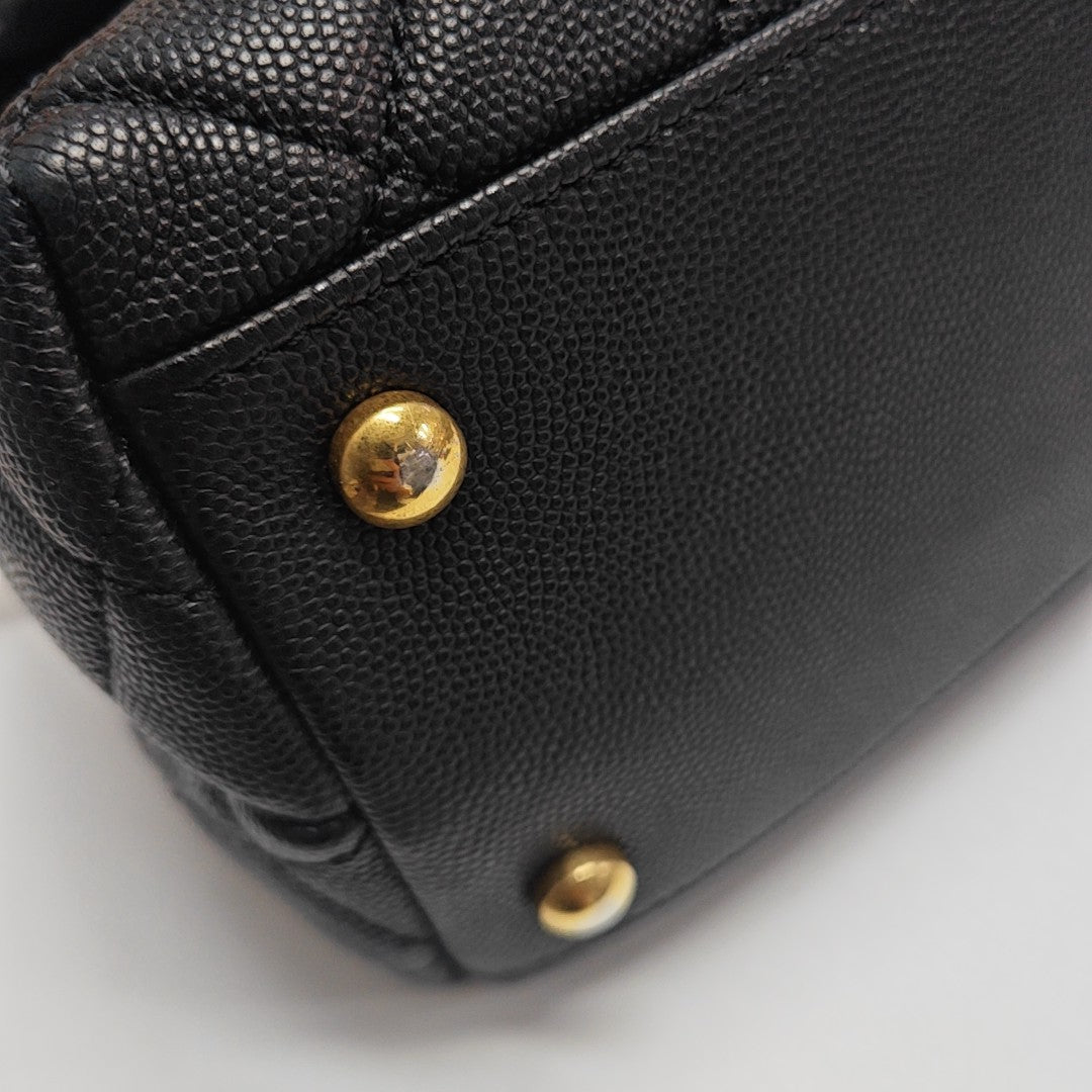 COCO HANDLE Medium Quilted Grained Calfskin Black