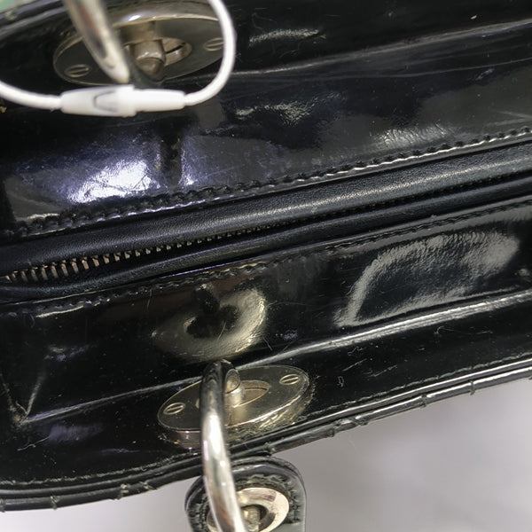 Lady Dior Medium Cannage Patent Leather Black
