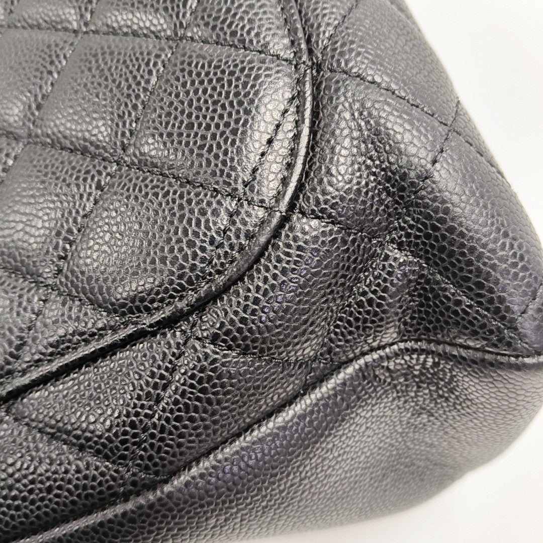 CHANEL GST Large Quilted Grained Calfskin Black