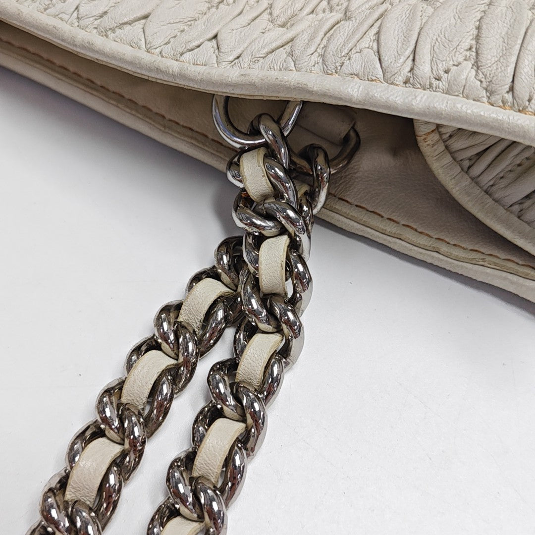 Quilted Lambskin Shoulder Bag White