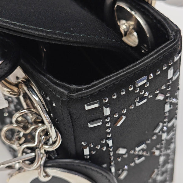 Lady Dior Mini Cannage Silk Satin Black