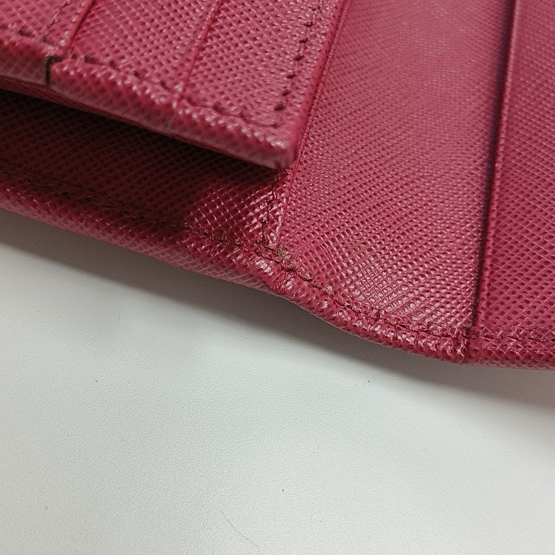 Fold Wallet Saffiano Calfskin Red Wallet