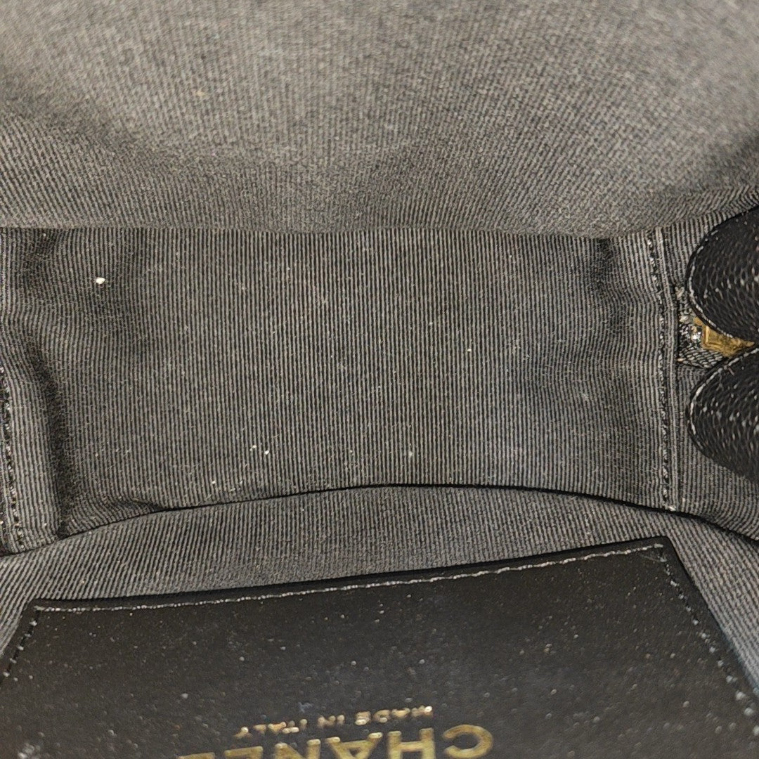 Quilted Grained Calfskin Shoulder Bag Black
