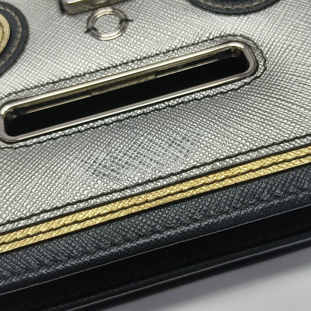 Saffiano Calfskin Shoulder Bag Black