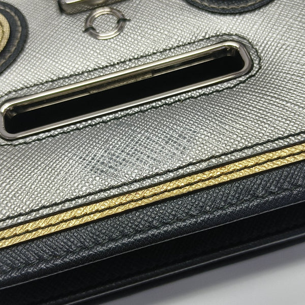 Saffiano Calfskin Shoulder Bag Black