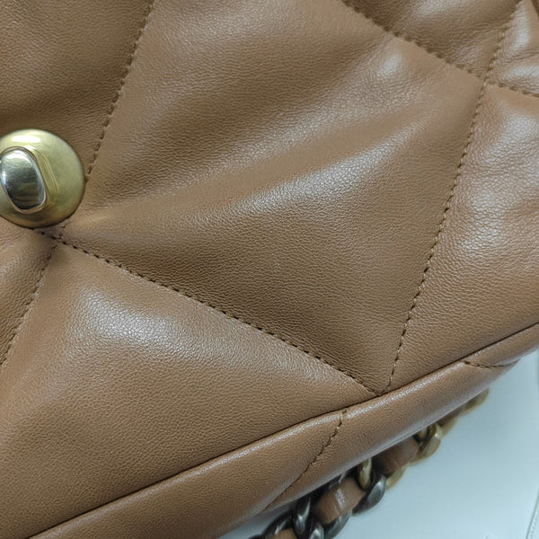 CHANEL 19 Small Quilted Lambskin Brown