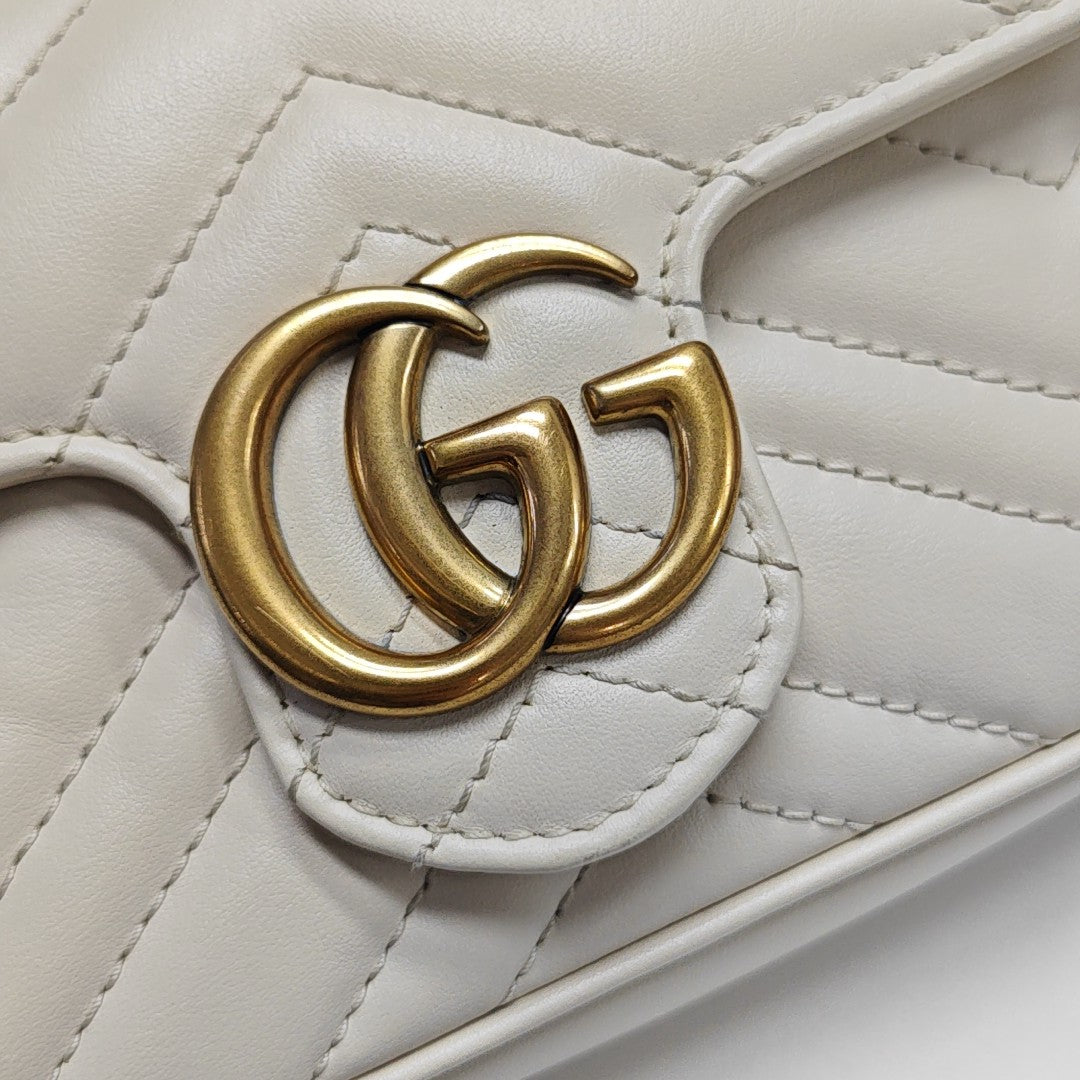 GG Marmont Mini Quilted Calfskin White