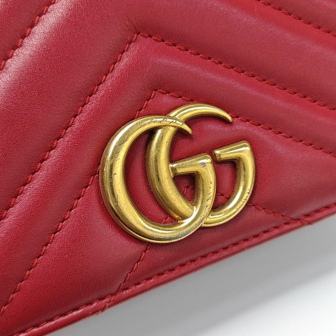 GG Marmont Super Mini Quilted Calfskin Red
