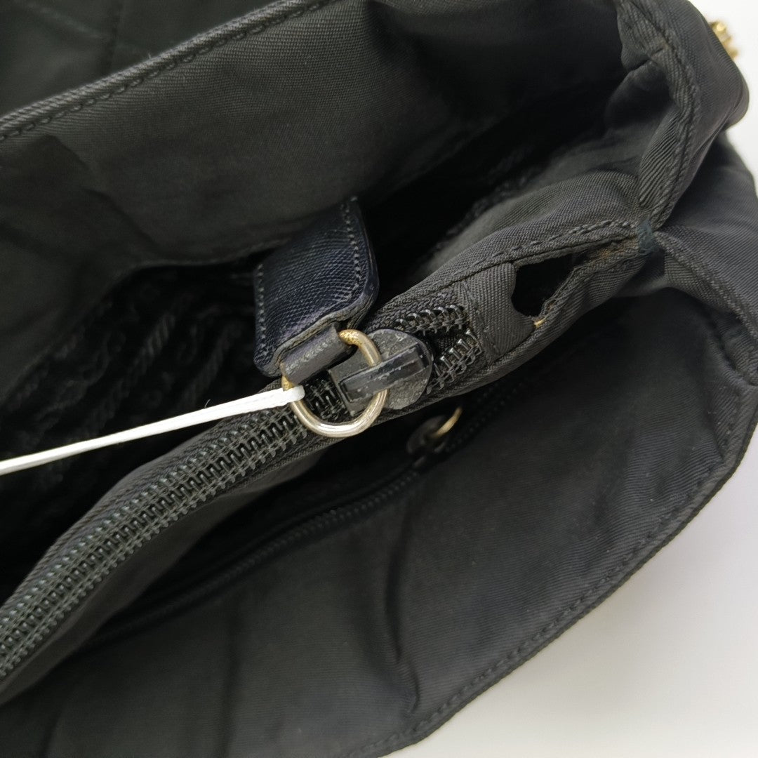 Quilted Nylon Tote Bag Black