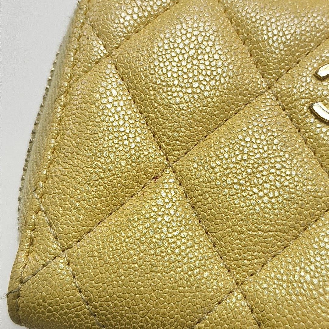Quilted Grained Calfskin Wallet Yellow