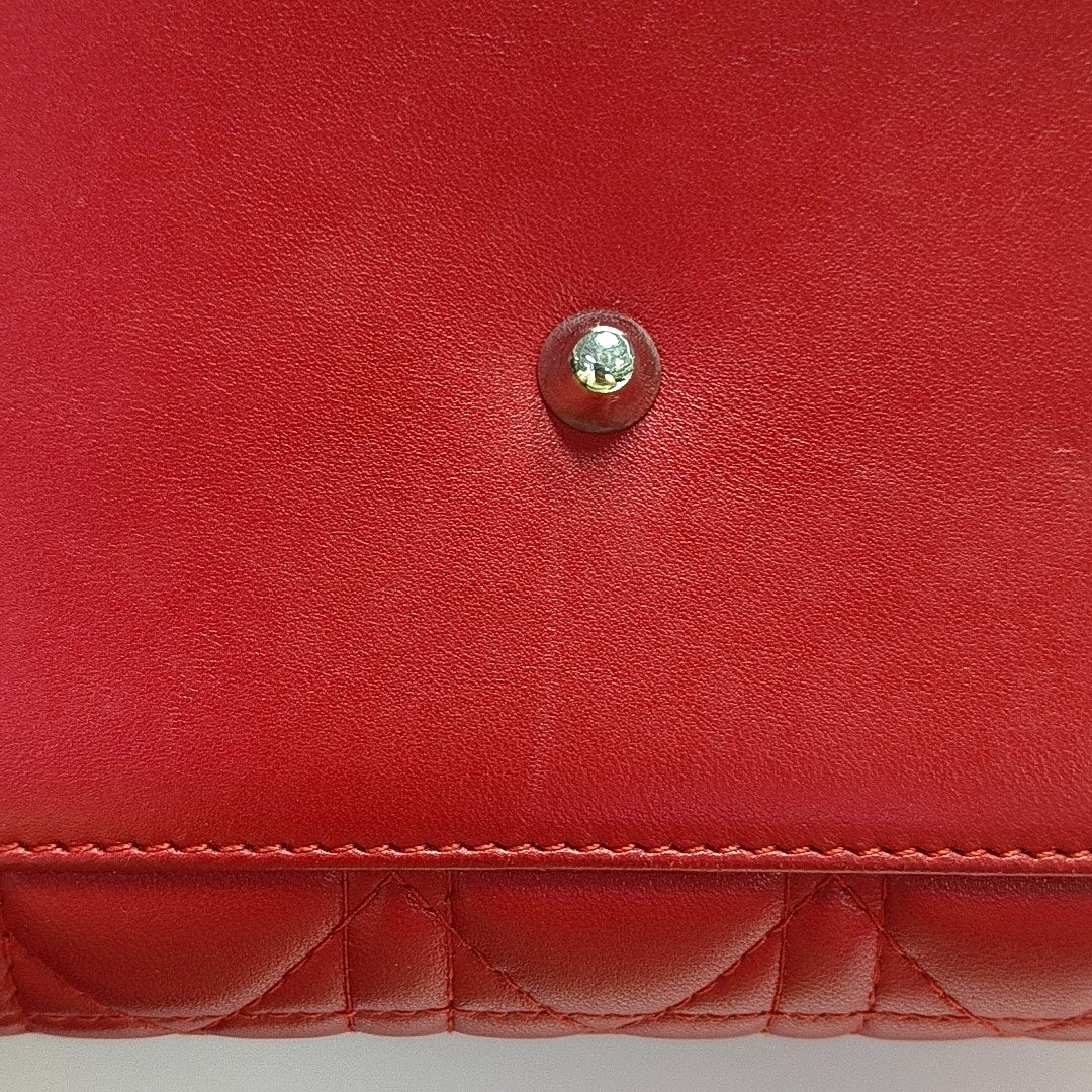 Authenticated pre-owned  Lady Dior Large Lambskin Red - Tote Bag at Looply