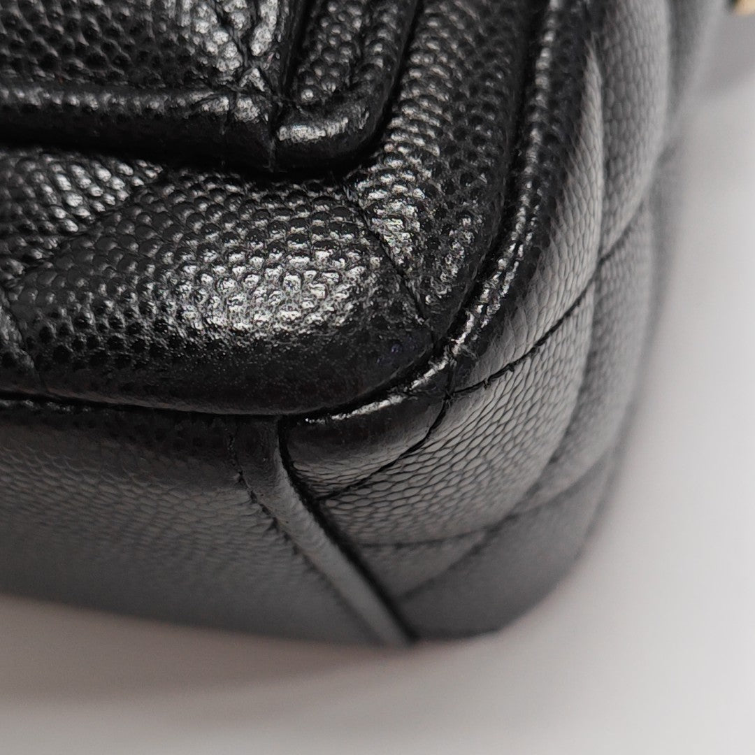 Quilted Grained Calfskin Backpack Mini Black