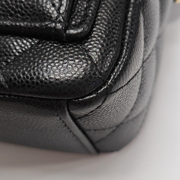 Quilted Grained Calfskin Backpack Mini Black