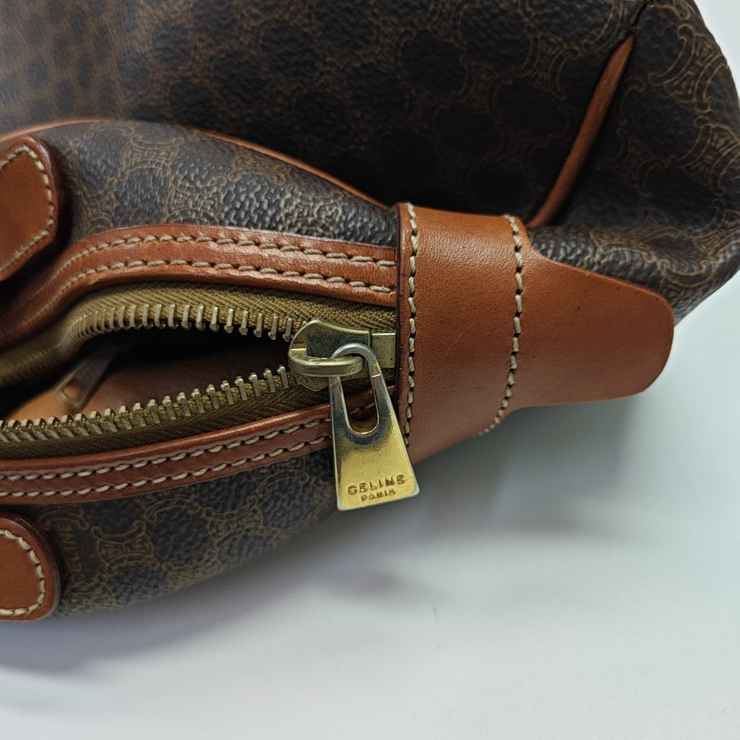 Coated Canvas Top Handle Bag Brown