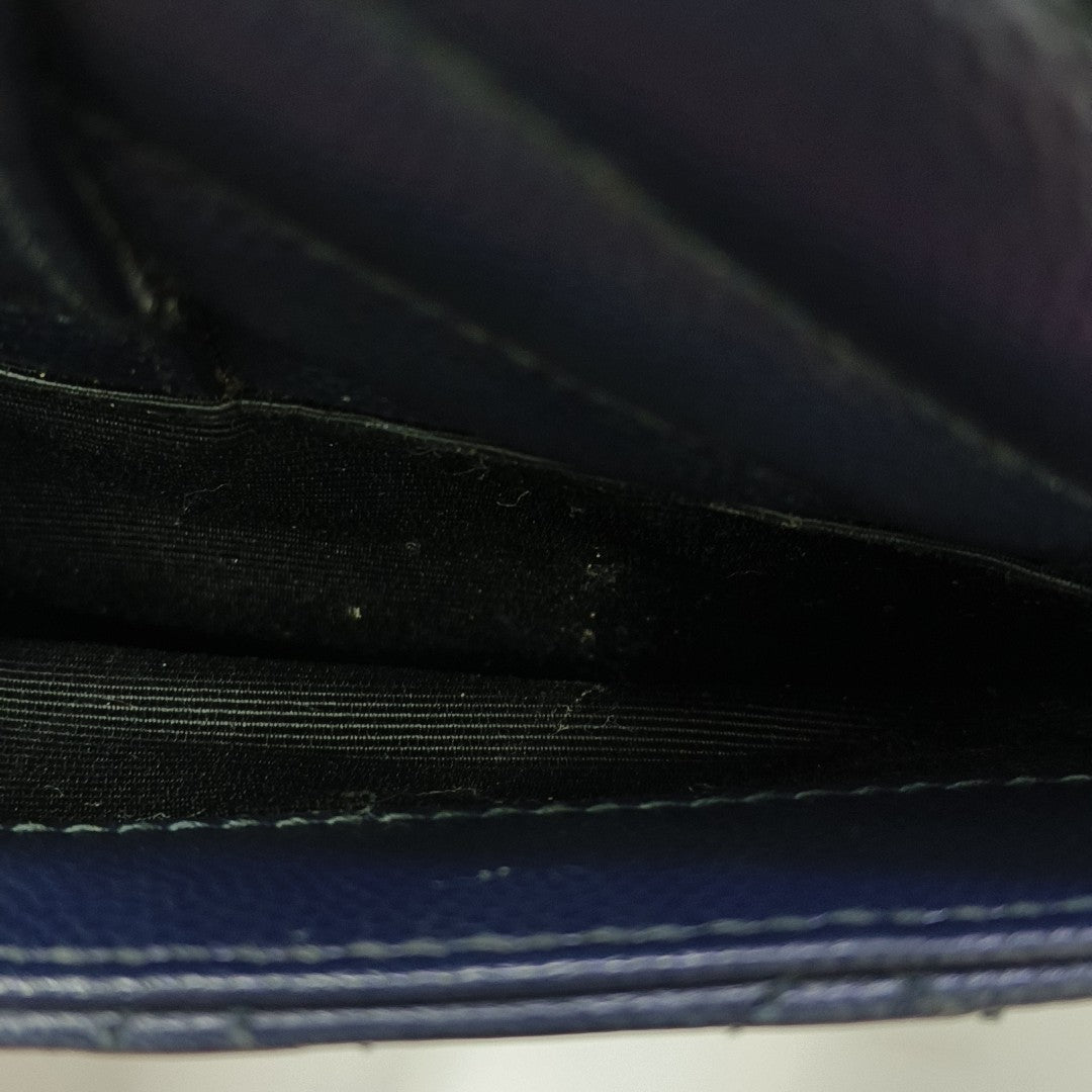 ENVELOPE Small Chevron Calfskin Blue