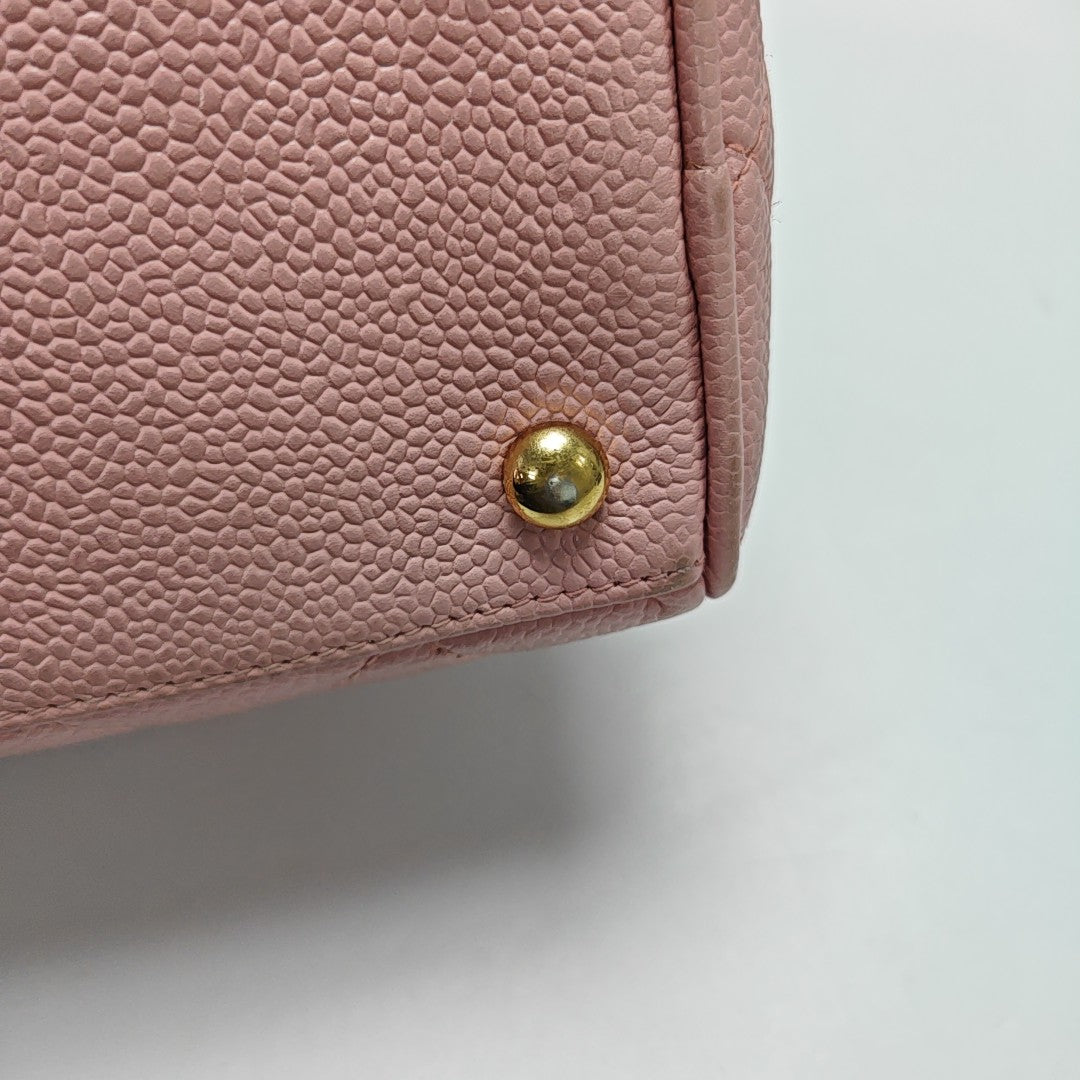 BOWLER Quilted Grained Calfskin Pink
