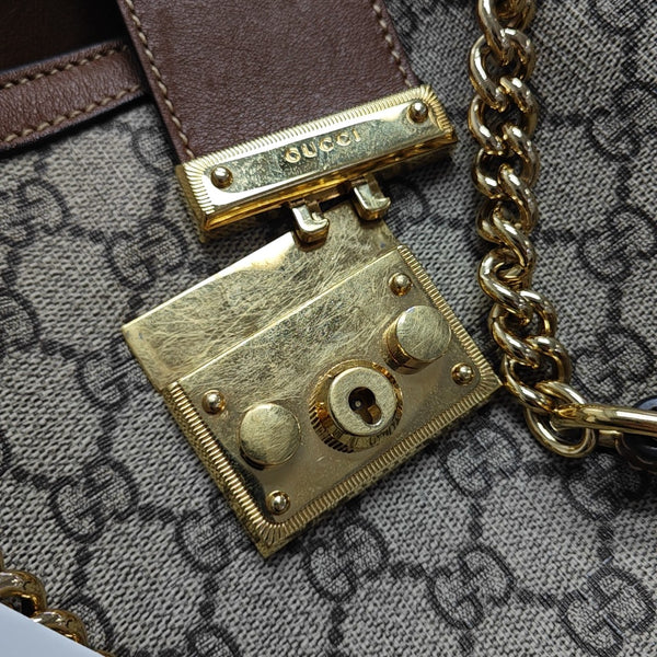 Padlock Medium Monogram Coated Canvas Beige