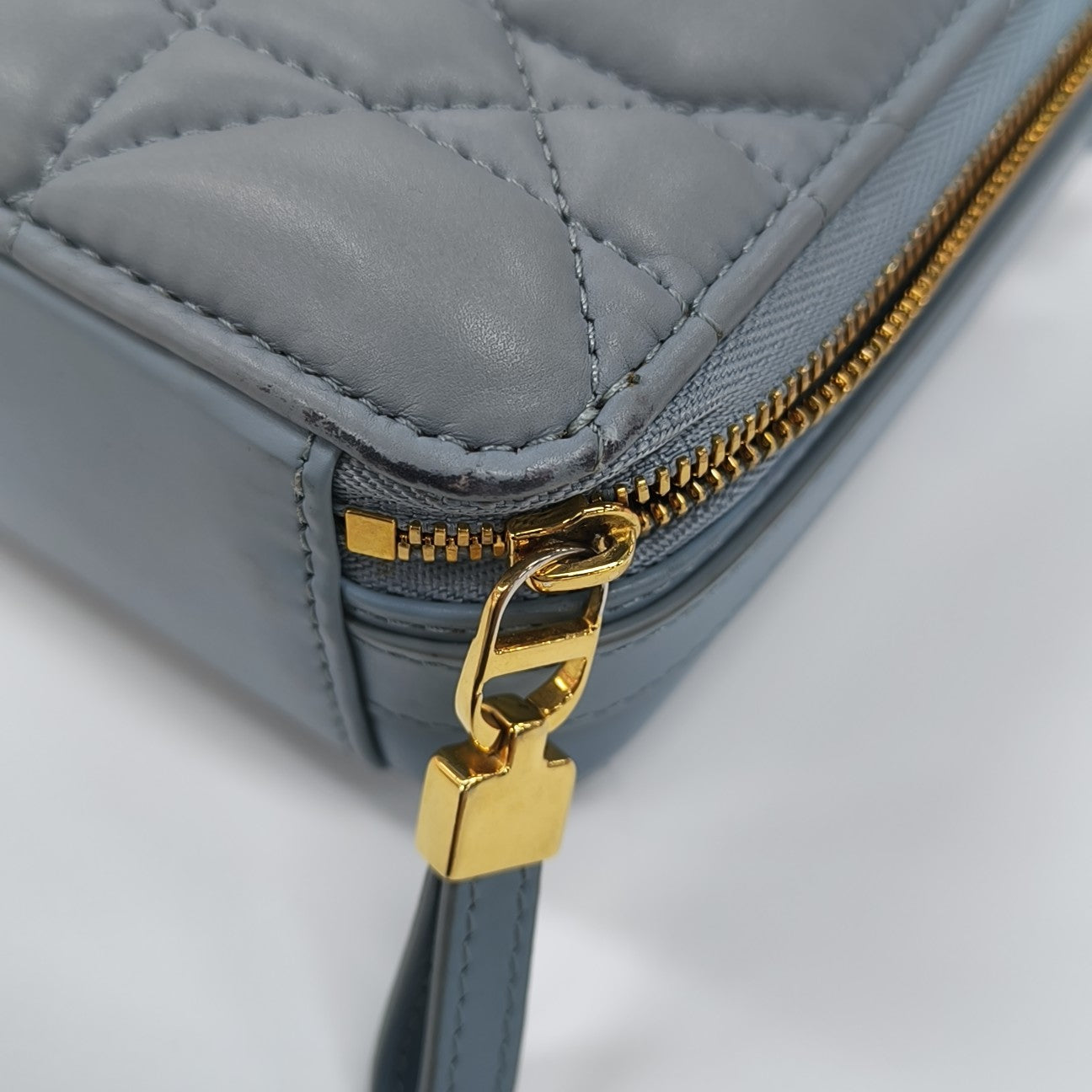Cannage Calfskin Shoulder Bag Blue