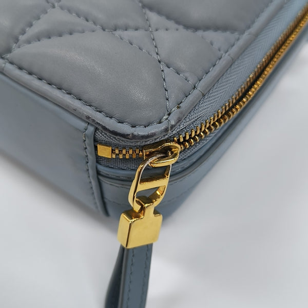 Cannage Calfskin Shoulder Bag Blue