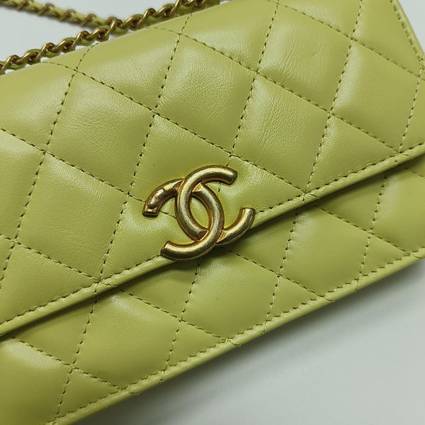 Quilted Calfskin Shoulder Bag Yellow