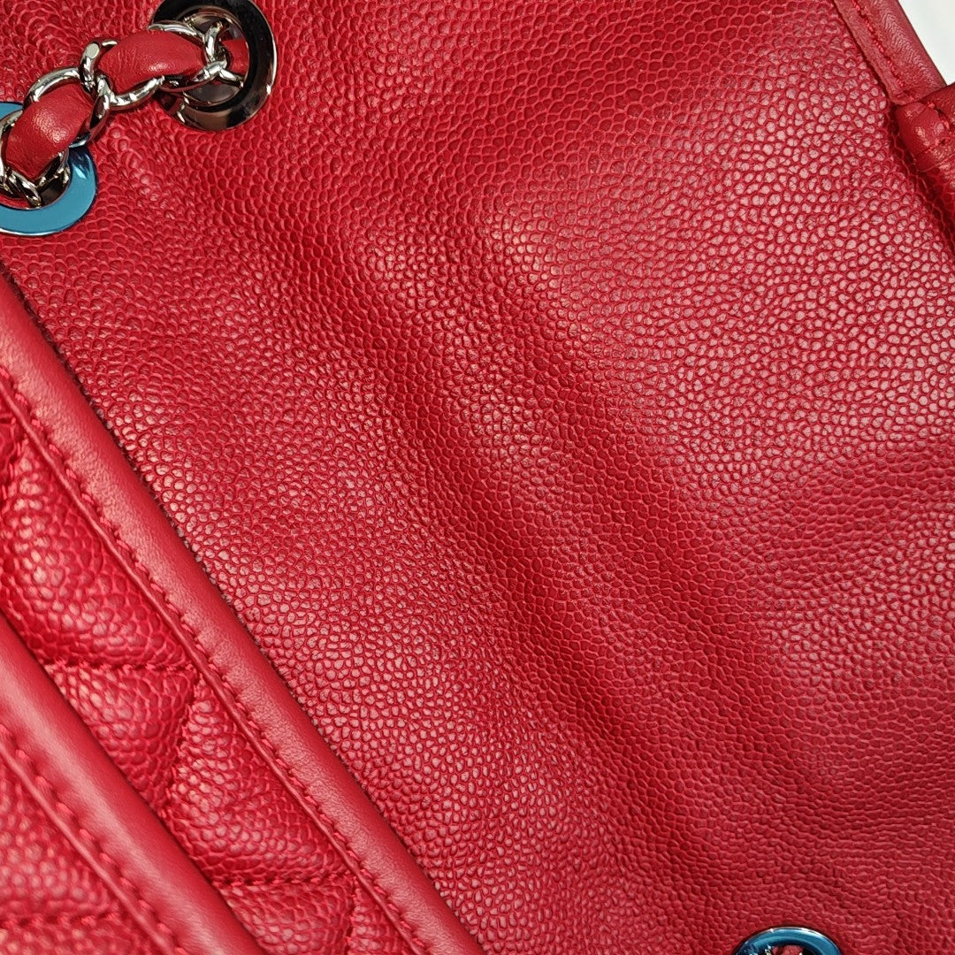 FRENCH RIVIERA FLAP Quilted Grained Calfskin Red