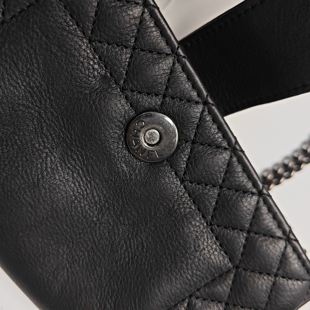 Quilted Calfskin Shoulder Bag Black