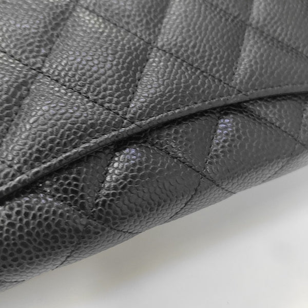 CLASSIC FLAP Mini Quilted Grained Calfskin Black Wallet