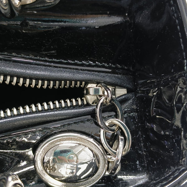 Lady Dior Medium Cannage Patent Leather Black