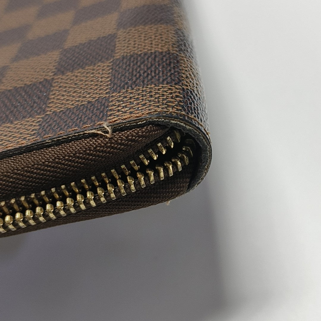 ZIPPY Damier Ebene Coated Canvas Brown Wallet