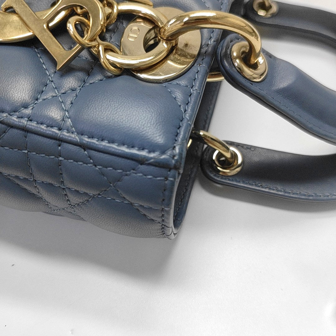 Lady Dior Small Cannage Lambskin Blue