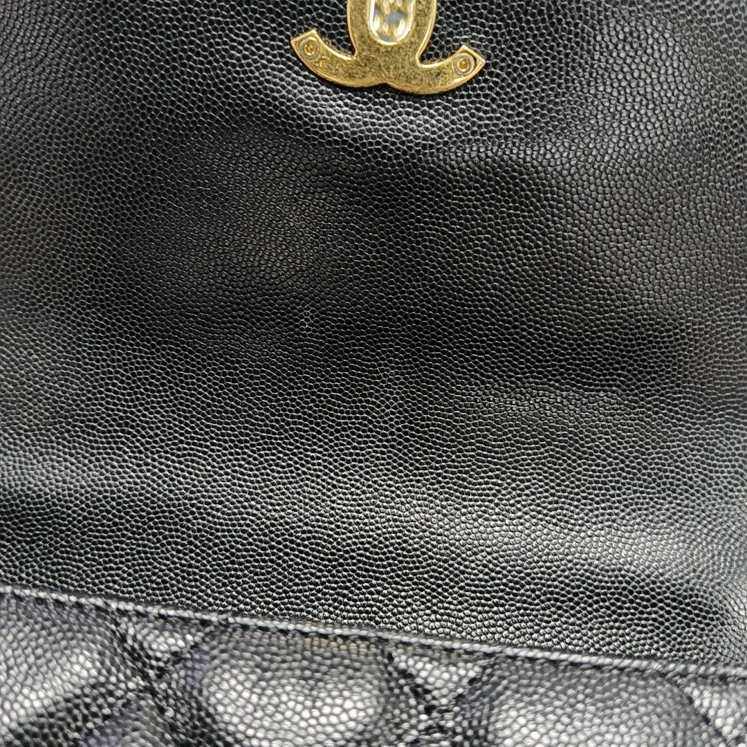 Quilted Grained Calfskin Crossbody Bag Black