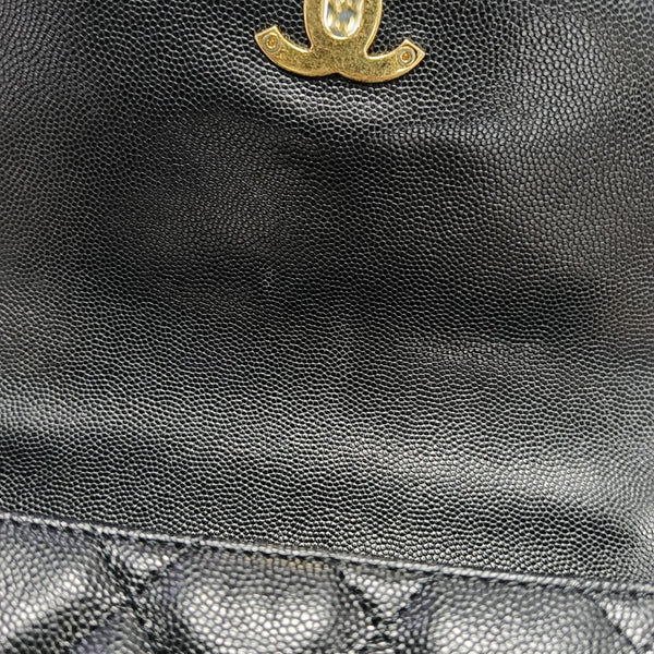Quilted Grained Calfskin Crossbody Bag Black