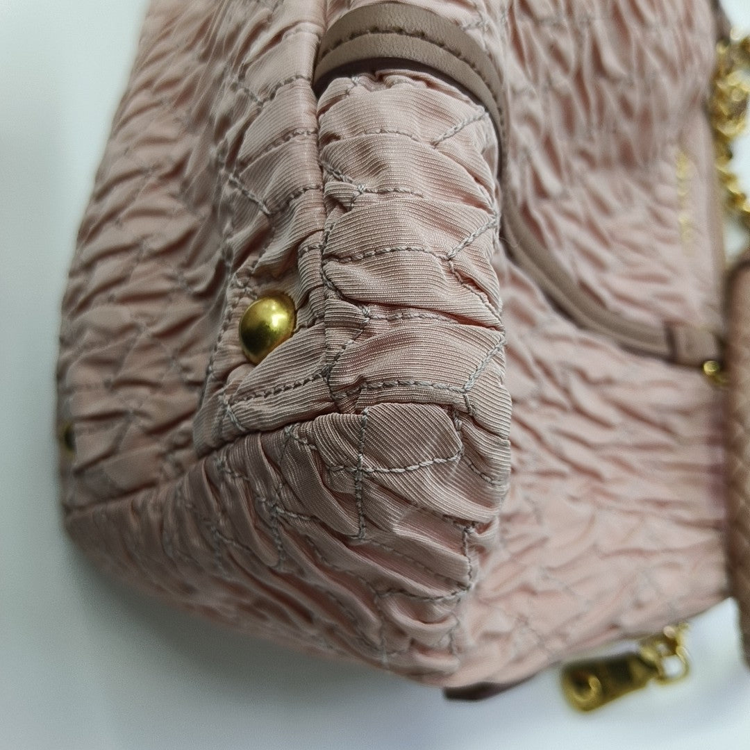 Quilted Canvas Shoulder Bag Pink