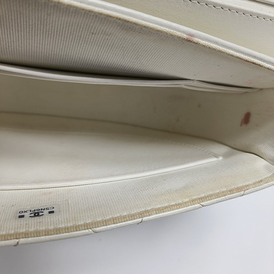 Quilted Calfskin Shoulder Bag White