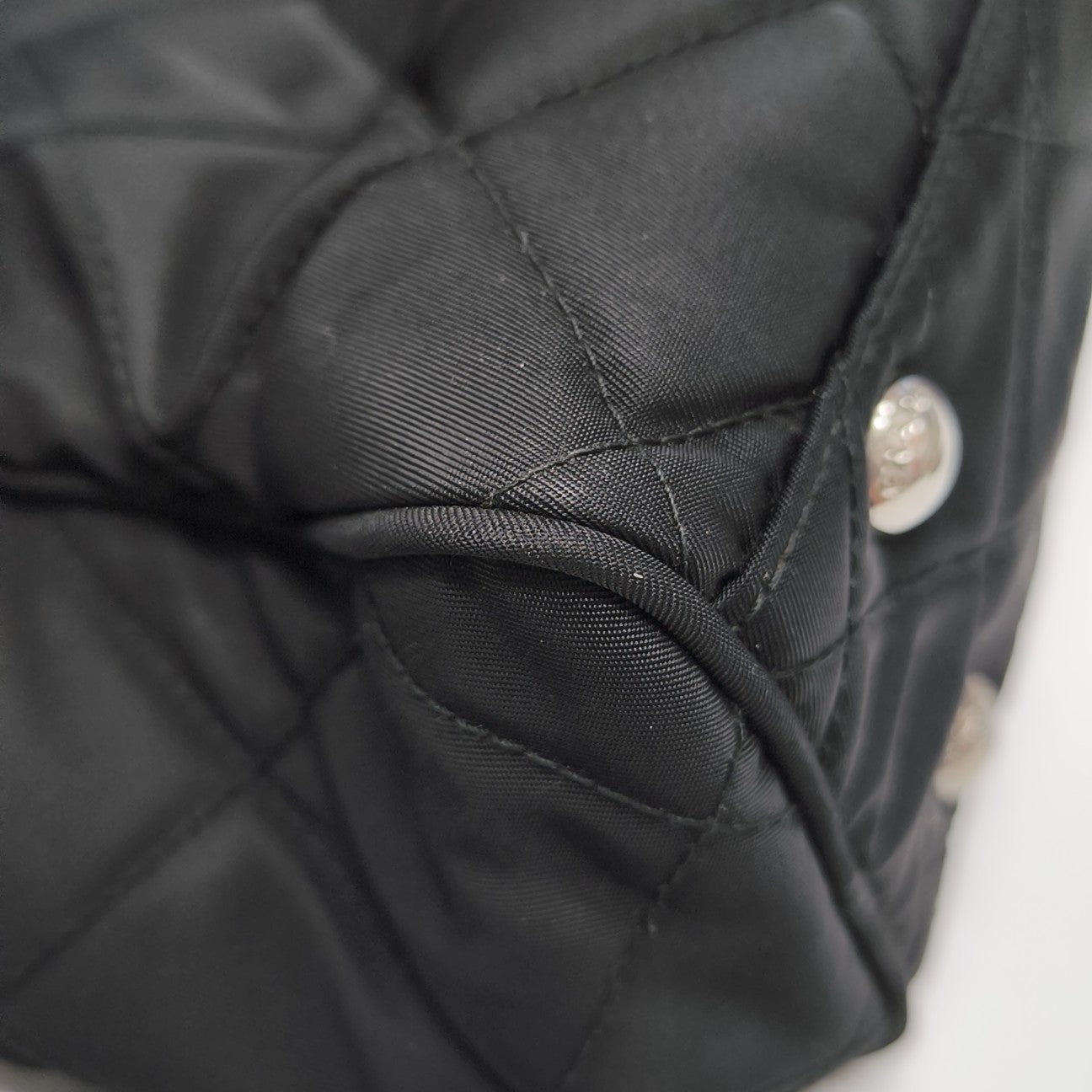 Quilted Nylon Top Handle Bag Black