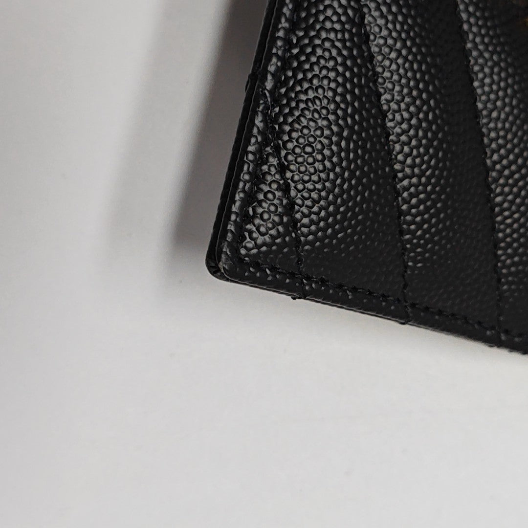 MONOGRAM Chevron Calfskin Black Card Holder