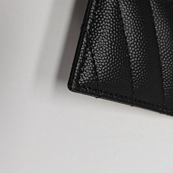 MONOGRAM Chevron Calfskin Black Card Holder