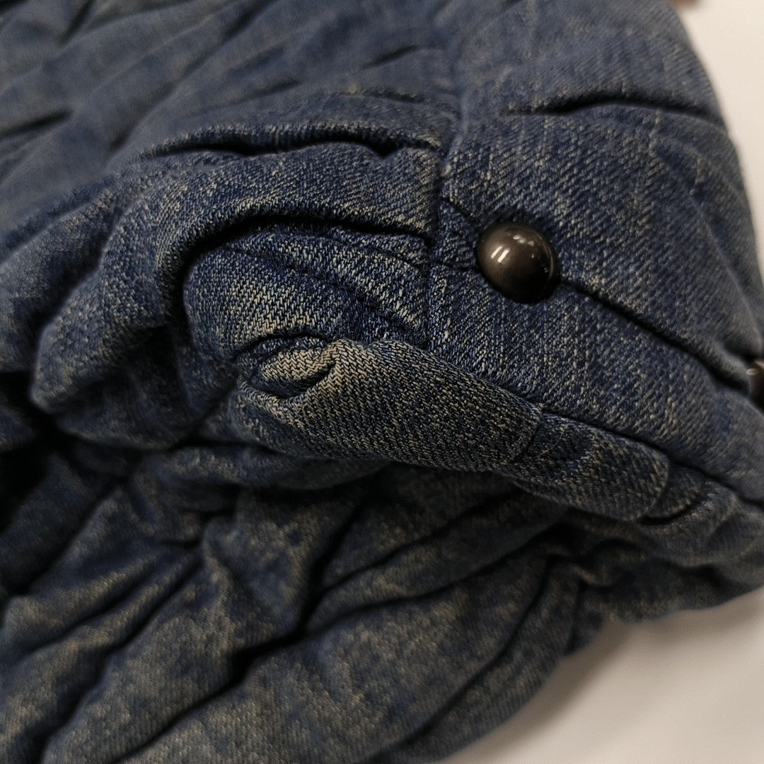 Quilted Denim Tote Bag Blue