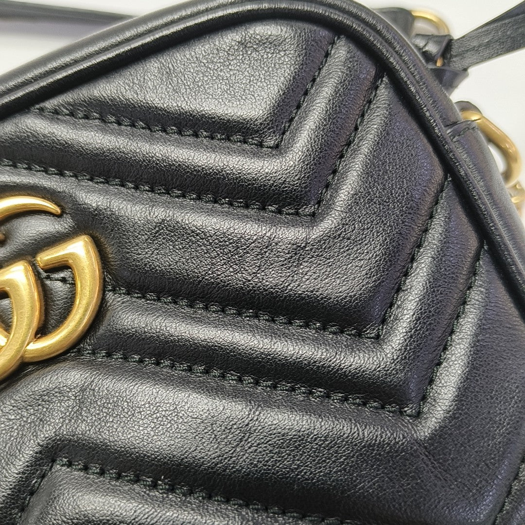 GG Marmont Mini Quilted Calfskin Black