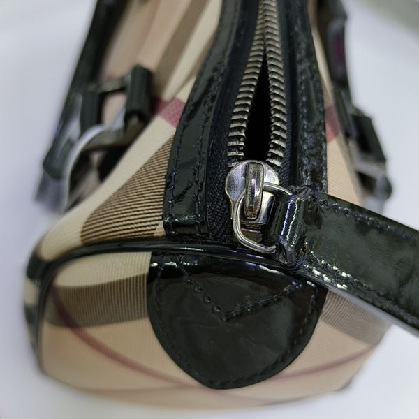 Coated Canvas Top Handle Bag Beige